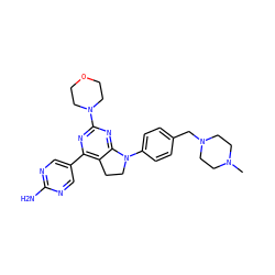 CN1CCN(Cc2ccc(N3CCc4c(-c5cnc(N)nc5)nc(N5CCOCC5)nc43)cc2)CC1 ZINC000118758316