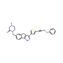 CN1CCN(Cc2ccc3c(c2)Cc2c(-c4csc(C#CCOc5ccccc5)c4)n[nH]c2-3)C(=O)C1 ZINC000028641410