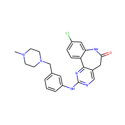 CN1CCN(Cc2cccc(Nc3ncc4c(n3)-c3ccc(Cl)cc3NC(=O)C4)c2)CC1 ZINC000073198929