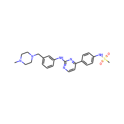CN1CCN(Cc2cccc(Nc3nccc(-c4ccc(NS(C)(=O)=O)cc4)n3)c2)CC1 ZINC000049020469