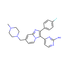 CN1CCN(Cc2ccn3c(-c4ccnc(N)n4)c(-c4ccc(F)cc4)nc3c2)CC1 ZINC000040976567