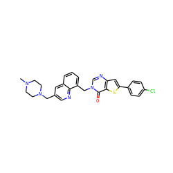 CN1CCN(Cc2cnc3c(Cn4cnc5cc(-c6ccc(Cl)cc6)sc5c4=O)cccc3c2)CC1 ZINC000036351725
