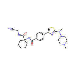 CN1CCN(N(C)c2nc(-c3ccc(C(=O)NC4(C(=O)NCC#N)CCCCC4)cc3)cs2)CC1 ZINC000013676387