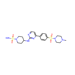 CN1CCN(S(=O)(=O)c2ccc(-c3ccnc(NC4CCN(S(N)(=O)=O)CC4)n3)cc2)CC1 ZINC000071329770