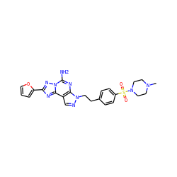 CN1CCN(S(=O)(=O)c2ccc(CCn3ncc4c3nc(N)n3nc(-c5ccco5)nc43)cc2)CC1 ZINC000013471750