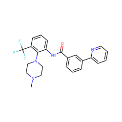 CN1CCN(c2c(NC(=O)c3cccc(-c4ccccn4)c3)cccc2C(F)(F)F)CC1 ZINC001772602170
