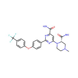 CN1CCN(c2cc(C(N)=O)nc(-c3ccc(Oc4ccc(C(F)(F)F)cc4)cc3)n2)[C@H](C(N)=O)C1 ZINC000142420965