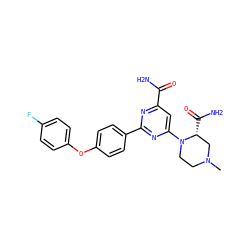 CN1CCN(c2cc(C(N)=O)nc(-c3ccc(Oc4ccc(F)cc4)cc3)n2)[C@H](C(N)=O)C1 ZINC000142531904