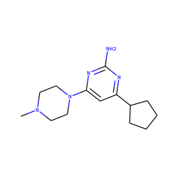 CN1CCN(c2cc(C3CCCC3)nc(N)n2)CC1 ZINC000114192453