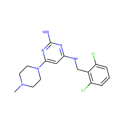 CN1CCN(c2cc(NCc3c(Cl)cccc3Cl)nc(N)n2)CC1 ZINC000045353703