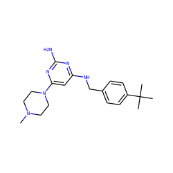 CN1CCN(c2cc(NCc3ccc(C(C)(C)C)cc3)nc(N)n2)CC1 ZINC000045391818