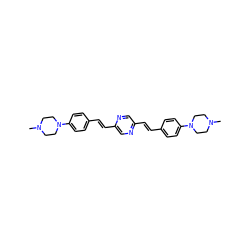 CN1CCN(c2ccc(/C=C/c3cnc(/C=C/c4ccc(N5CCN(C)CC5)cc4)cn3)cc2)CC1 ZINC000095575792