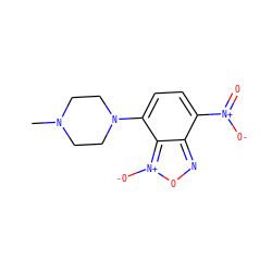 CN1CCN(c2ccc([N+](=O)[O-])c3no[n+]([O-])c23)CC1 ZINC000005180959