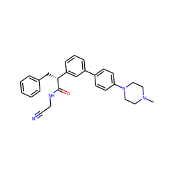 CN1CCN(c2ccc(-c3cccc([C@@H](Cc4ccccc4)C(=O)NCC#N)c3)cc2)CC1 ZINC000013525727
