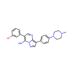CN1CCN(c2ccc(-c3cnn4c(N)c(-c5cccc(O)c5)cnc34)cc2)CC1 ZINC000038346394