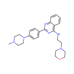 CN1CCN(c2ccc(-c3nc(NCCN4CCOCC4)c4ccccc4n3)cc2)CC1 ZINC000038347193
