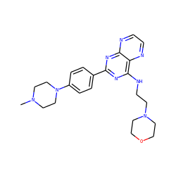 CN1CCN(c2ccc(-c3nc(NCCN4CCOCC4)c4nccnc4n3)cc2)CC1 ZINC000142884600