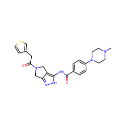 CN1CCN(c2ccc(C(=O)Nc3[nH]nc4c3CN(C(=O)Cc3ccsc3)C4)cc2)CC1 ZINC000028476358