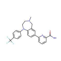 CN1CCN(c2ccc(C(F)(F)F)cc2)c2ccc(-c3cccc(C(N)=O)n3)cc2C1 ZINC000473120545