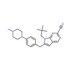 CN1CCN(c2ccc(Cc3cc4cnc(C#N)nc4n3CC(C)(C)C)cc2)CC1 ZINC000028958219