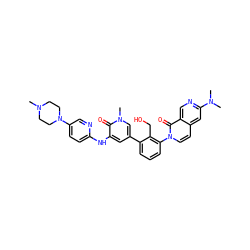 CN1CCN(c2ccc(Nc3cc(-c4cccc(-n5ccc6cc(N(C)C)ncc6c5=O)c4CO)cn(C)c3=O)nc2)CC1 ZINC000299836163