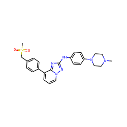CN1CCN(c2ccc(Nc3nc4c(-c5ccc(CS(C)(=O)=O)cc5)cccn4n3)cc2)CC1 ZINC000146919482