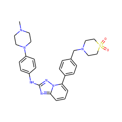 CN1CCN(c2ccc(Nc3nc4cccc(-c5ccc(CN6CCS(=O)(=O)CC6)cc5)n4n3)cc2)CC1 ZINC000148191992
