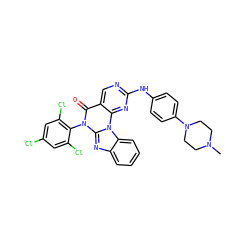 CN1CCN(c2ccc(Nc3ncc4c(=O)n(-c5c(Cl)cc(Cl)cc5Cl)c5nc6ccccc6n5c4n3)cc2)CC1 ZINC000053026053