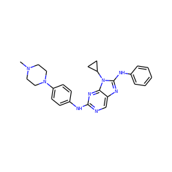 CN1CCN(c2ccc(Nc3ncc4nc(Nc5ccccc5)n(C5CC5)c4n3)cc2)CC1 ZINC000095578682