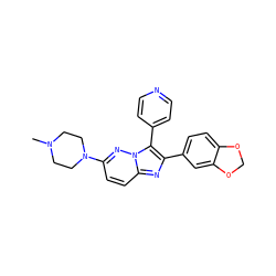 CN1CCN(c2ccc3nc(-c4ccc5c(c4)OCO5)c(-c4ccncc4)n3n2)CC1 ZINC000653751782