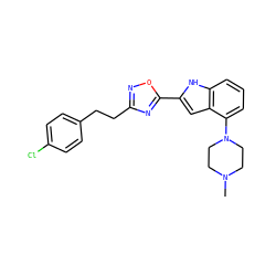 CN1CCN(c2cccc3[nH]c(-c4nc(CCc5ccc(Cl)cc5)no4)cc23)CC1 ZINC000036311433