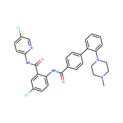CN1CCN(c2ccccc2-c2ccc(C(=O)Nc3ccc(Cl)cc3C(=O)Nc3ccc(Cl)cn3)cc2)CC1 ZINC000028092045