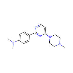 CN1CCN(c2ccnc(-c3ccc(N(C)C)cc3)n2)CC1 ZINC000004258455