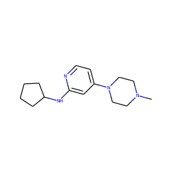 CN1CCN(c2ccnc(NC3CCCC3)c2)CC1 ZINC000114702466