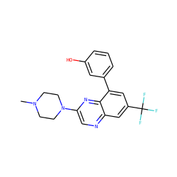 CN1CCN(c2cnc3cc(C(F)(F)F)cc(-c4cccc(O)c4)c3n2)CC1 ZINC000040873944