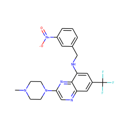 CN1CCN(c2cnc3cc(C(F)(F)F)cc(NCc4cccc([N+](=O)[O-])c4)c3n2)CC1 ZINC000040393194
