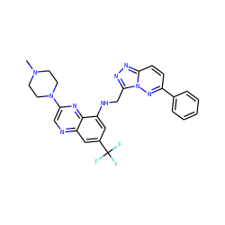 CN1CCN(c2cnc3cc(C(F)(F)F)cc(NCc4nnc5ccc(-c6ccccc6)nn45)c3n2)CC1 ZINC000095562042