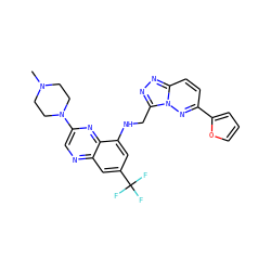 CN1CCN(c2cnc3cc(C(F)(F)F)cc(NCc4nnc5ccc(-c6ccco6)nn45)c3n2)CC1 ZINC000095564268