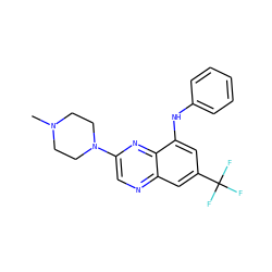 CN1CCN(c2cnc3cc(C(F)(F)F)cc(Nc4ccccc4)c3n2)CC1 ZINC000040891528