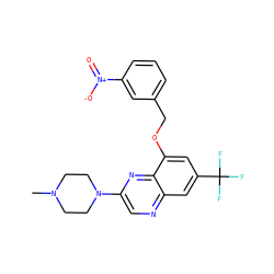 CN1CCN(c2cnc3cc(C(F)(F)F)cc(OCc4cccc([N+](=O)[O-])c4)c3n2)CC1 ZINC000040878508