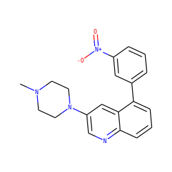 CN1CCN(c2cnc3cccc(-c4cccc([N+](=O)[O-])c4)c3c2)CC1 ZINC000071315773