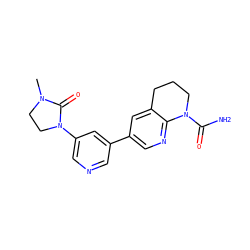 CN1CCN(c2cncc(-c3cnc4c(c3)CCCN4C(N)=O)c2)C1=O ZINC001772639189