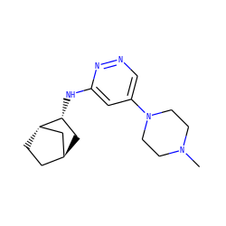 CN1CCN(c2cnnc(N[C@@H]3C[C@H]4CC[C@H]3C4)c2)CC1 ZINC000299867265