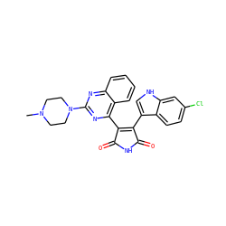 CN1CCN(c2nc(C3=C(c4c[nH]c5cc(Cl)ccc45)C(=O)NC3=O)c3ccccc3n2)CC1 ZINC000095571944