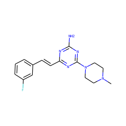 CN1CCN(c2nc(N)nc(/C=C/c3cccc(F)c3)n2)CC1 ZINC000473155061