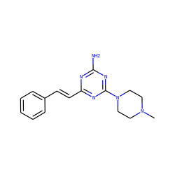 CN1CCN(c2nc(N)nc(/C=C/c3ccccc3)n2)CC1 ZINC000473146744