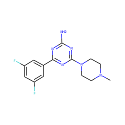 CN1CCN(c2nc(N)nc(-c3cc(F)cc(F)c3)n2)CC1 ZINC000169349148