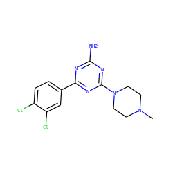 CN1CCN(c2nc(N)nc(-c3ccc(Cl)c(Cl)c3)n2)CC1 ZINC000169349146