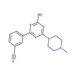 CN1CCN(c2nc(N)nc(-c3cccc(C#N)c3)n2)CC1 ZINC000169349135