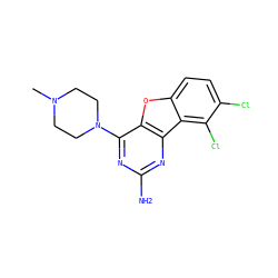 CN1CCN(c2nc(N)nc3c2oc2ccc(Cl)c(Cl)c23)CC1 ZINC000073168787